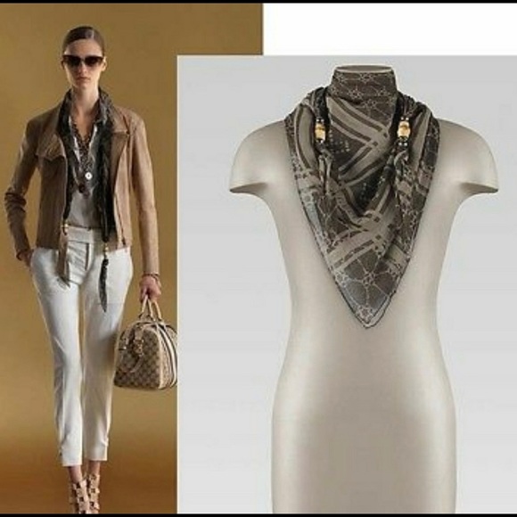 Gucci Linen Diamonds/Horsebit Scarf - Picture 7 of 8